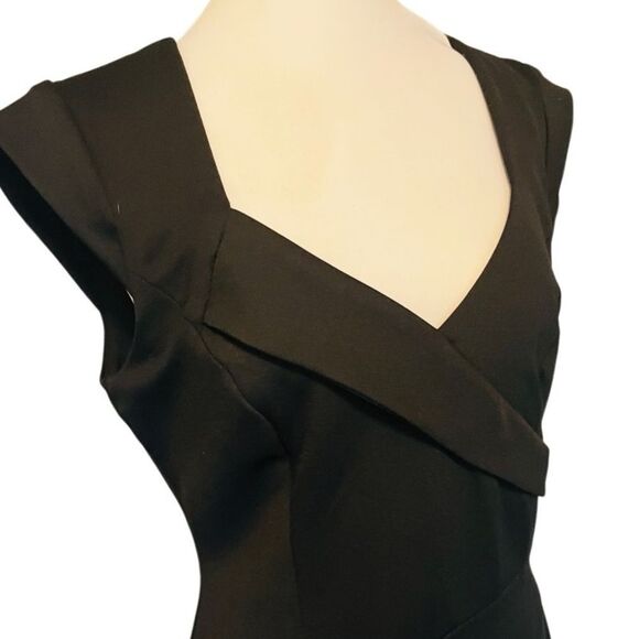 Maggy London Cap Sleeve Black Sheath Midi Length Dress size 8. - Picture 2 of 6